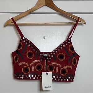 PULL & BEAR NWT Embellished Crop Top Size M